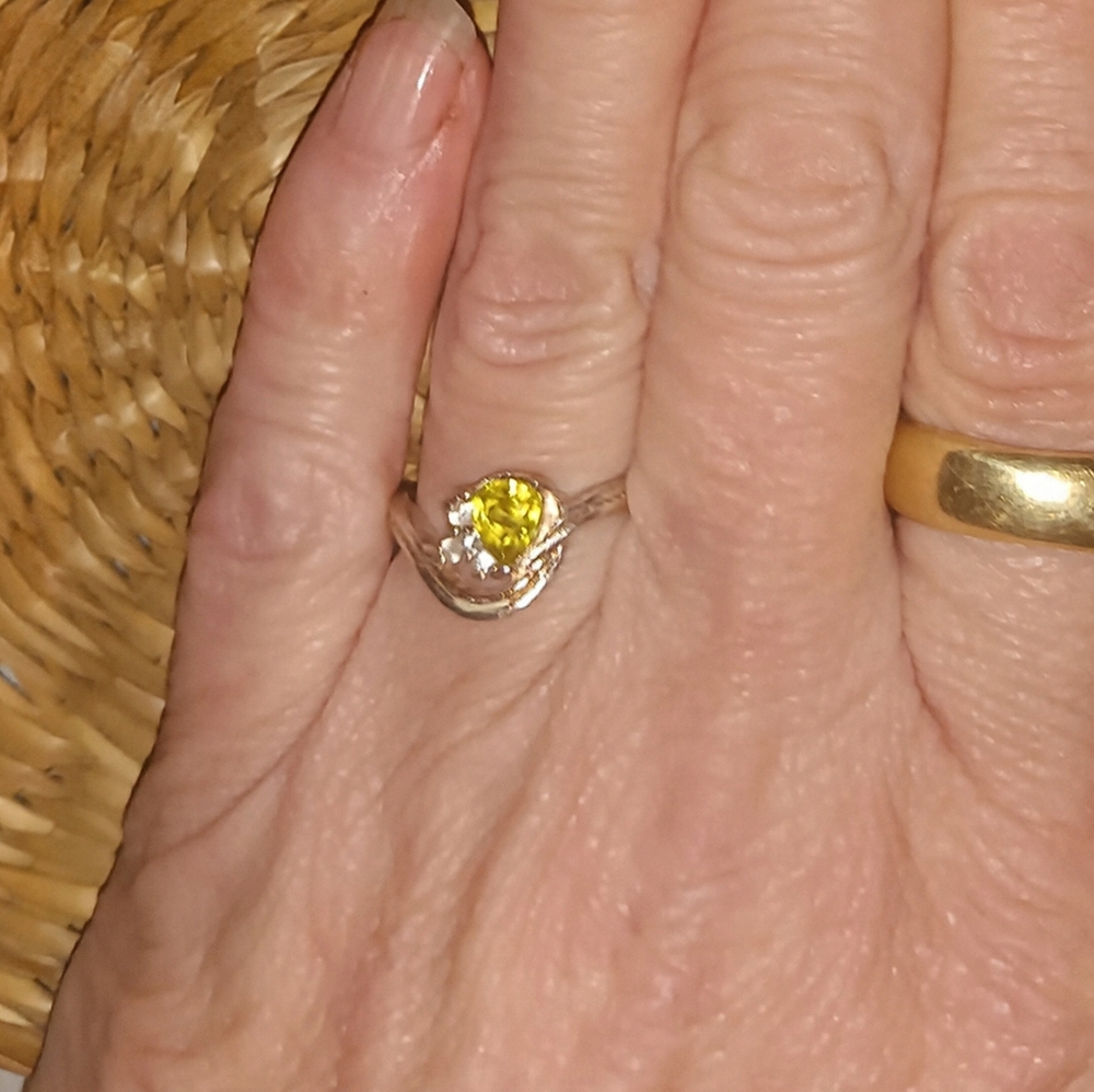Natural Sphene & Diamond Engagement Ring